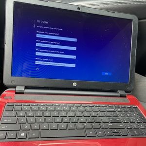 Red HP laptop